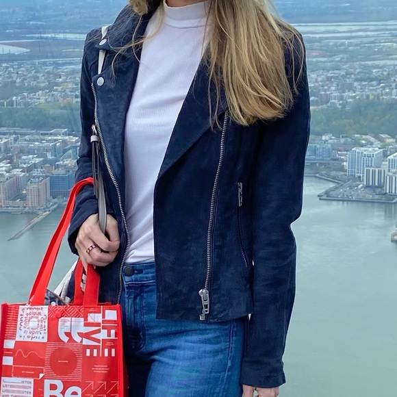 BLANK NYC Suede Moto Jacket in Blue Valentine - Picture 2 of 8